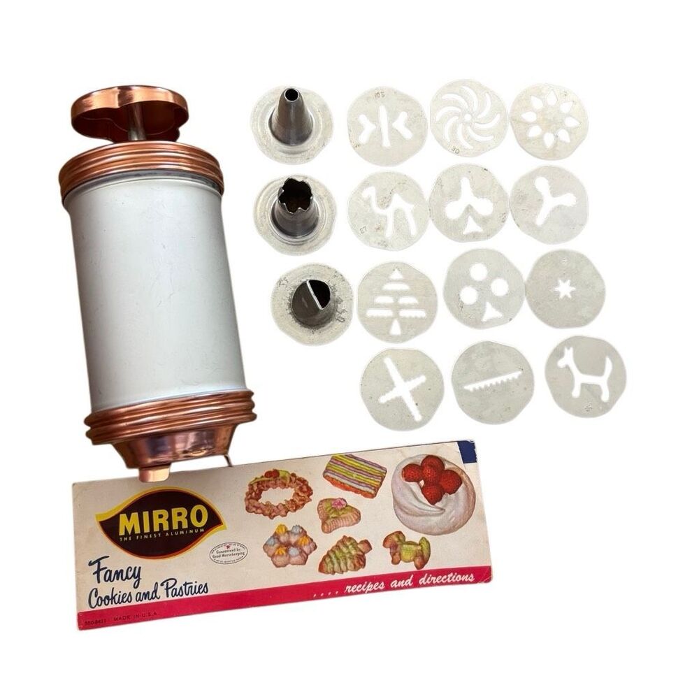 Vintage Mirro Aluminum Cookie Press & Accessories